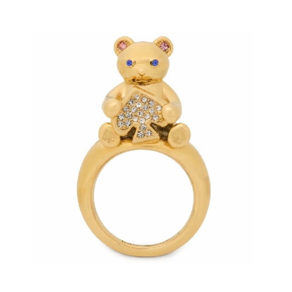 $129 Kate Spade Oh What Fun Spade Teddy Bear Ring size 7